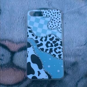Blue and White Eclectic Pattern Phone Case